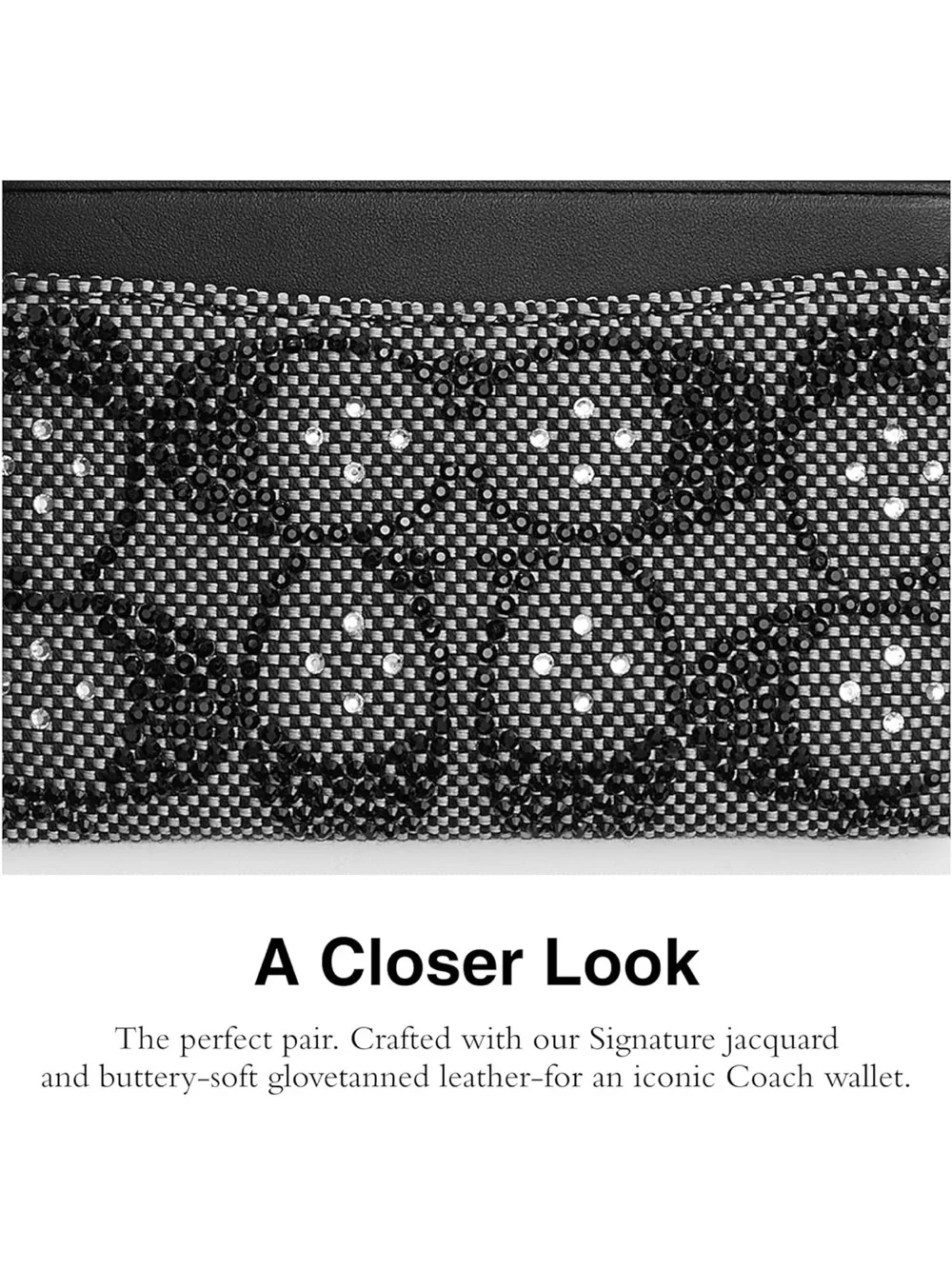 Coach Black Crystal Signature Jacquard Essential Card Case Wallet - New - Picture 4 of 9